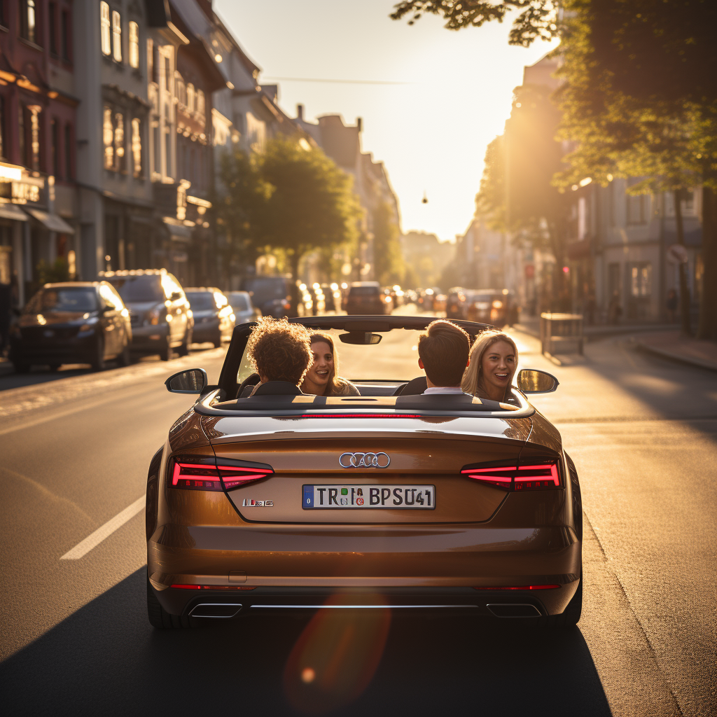 Happy friends enjoying a drive