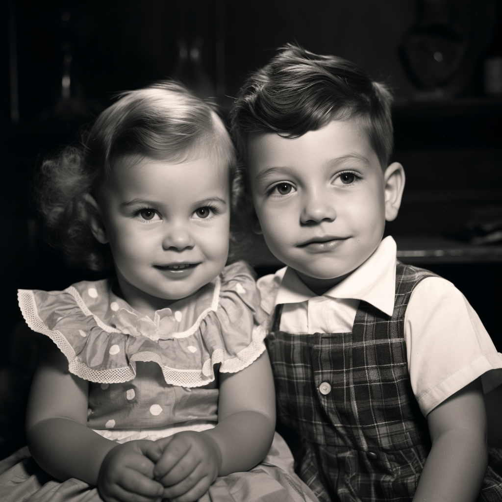 Candid photo of Fritzi and Sal, toddler siblings