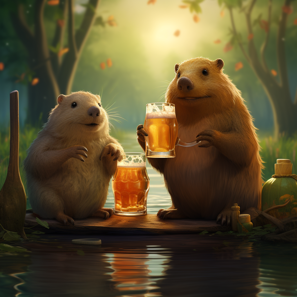 Frog and Capybara enjoying a refreshing beer