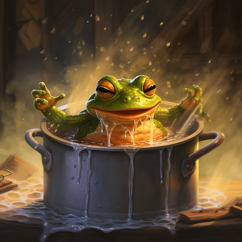 frog in hot water