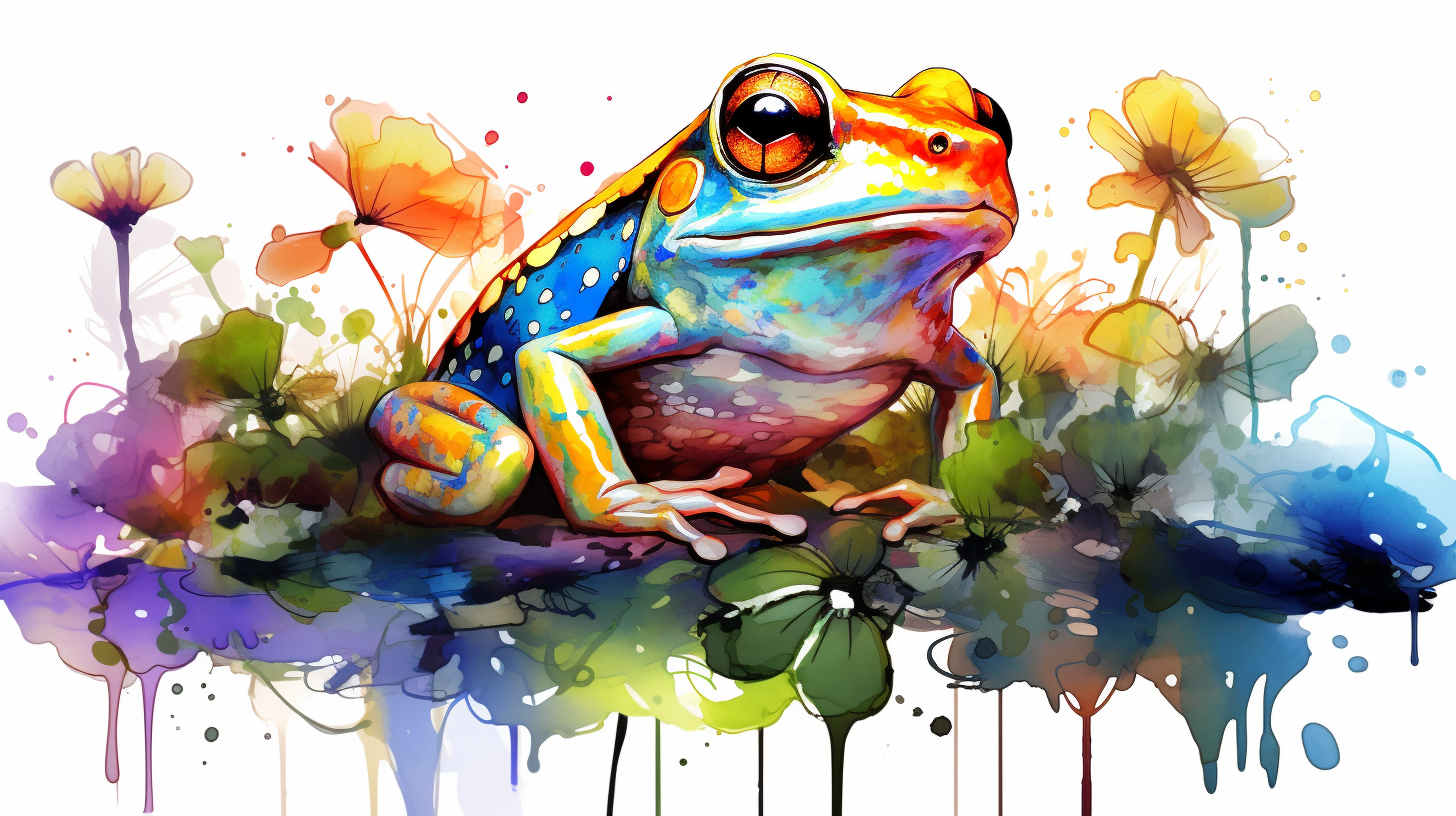 Beautiful frog in a forest artwork