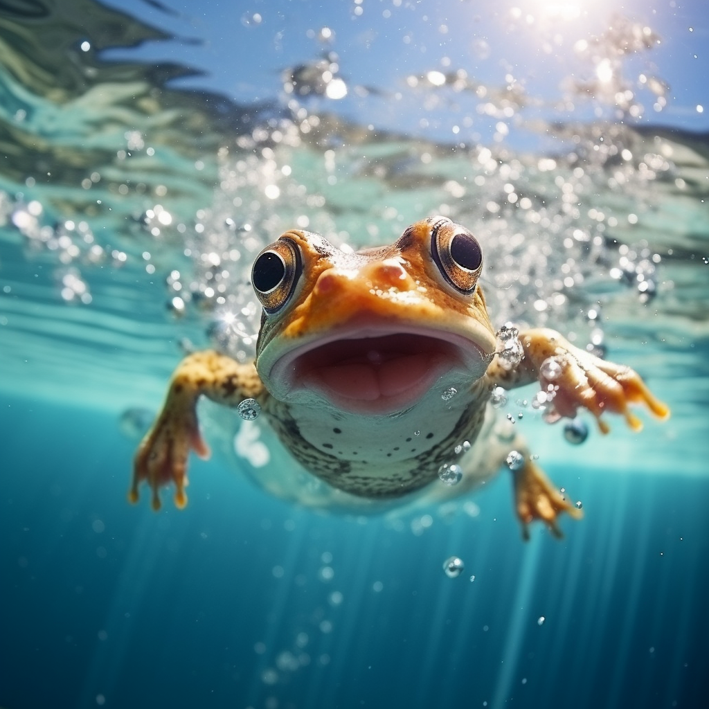 Frog Swimming in Water