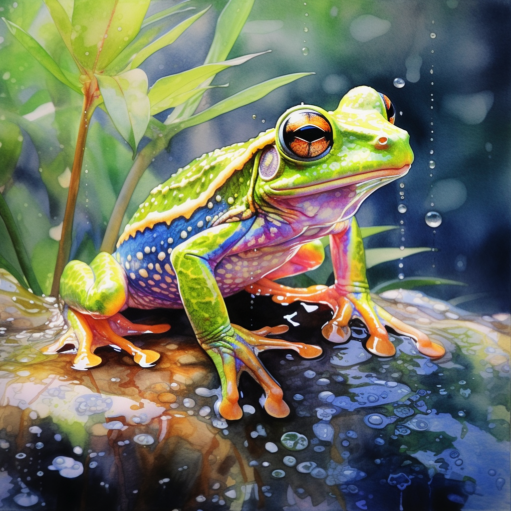 Frog Watercolor Painting