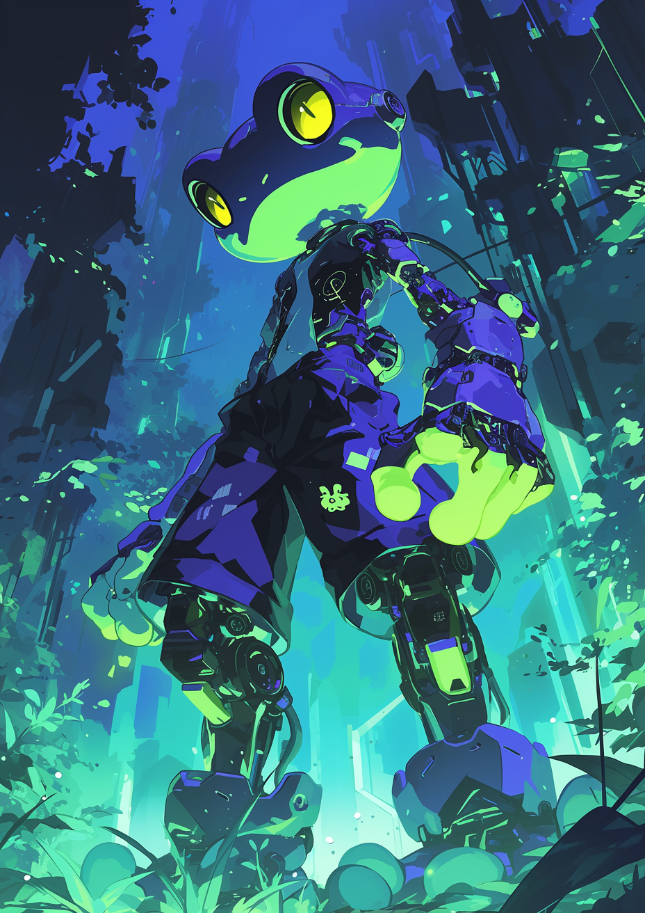 Frog Bipedal Robot in Cyber Forest