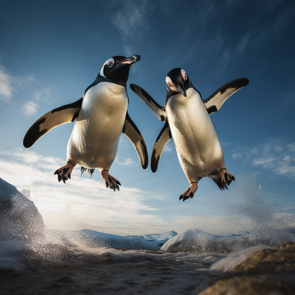 Front flipping penguins in action