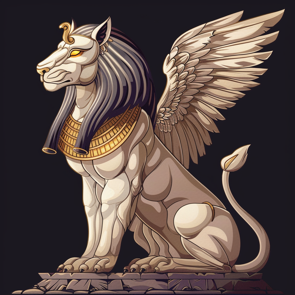 Anime Pharaon Sphinx Statue Yellow Eyes