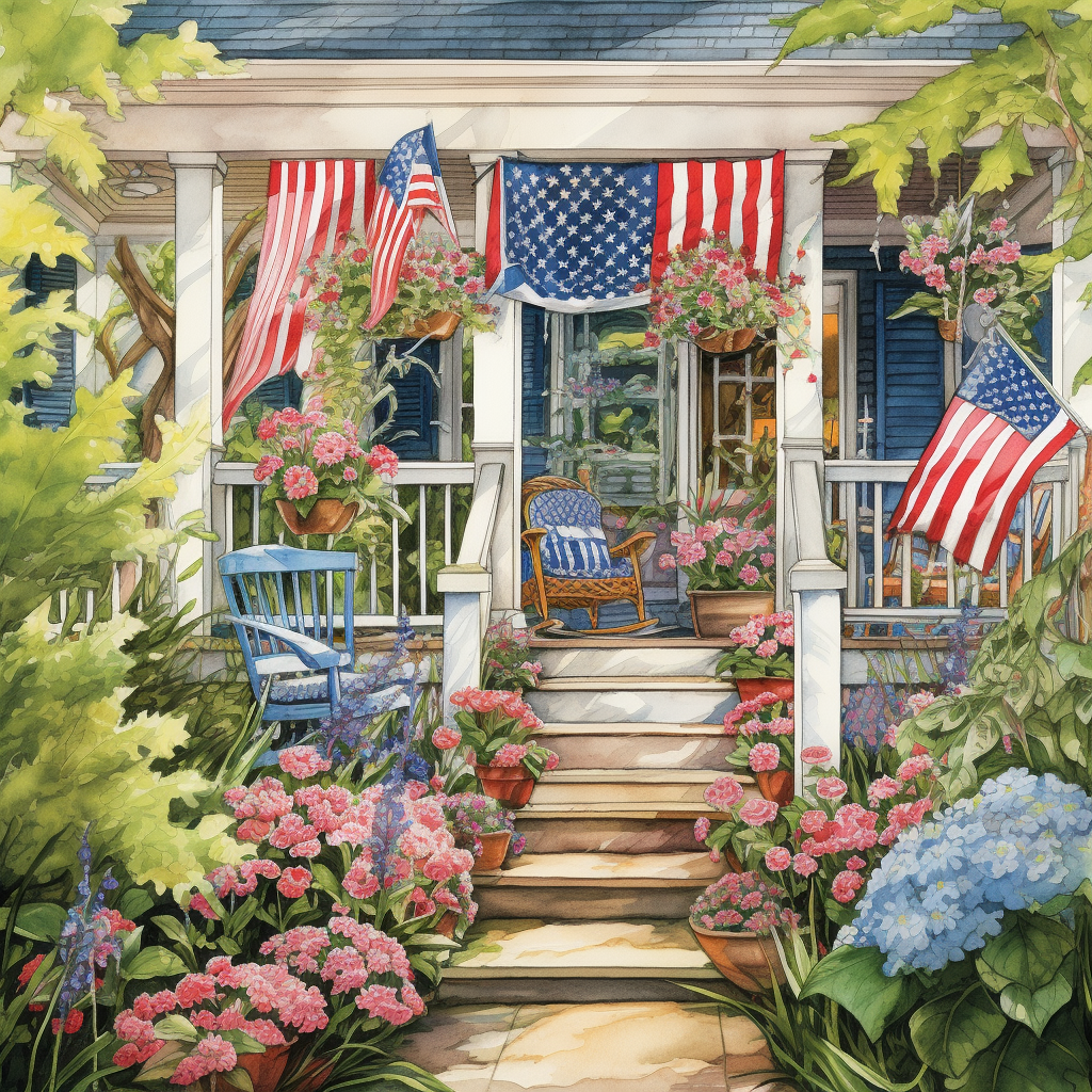 Fourth of July Front Porch Garden Decor