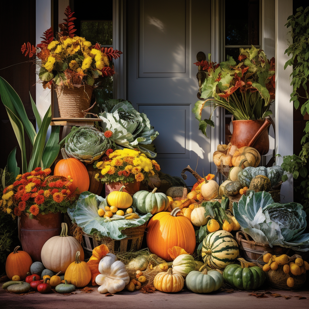 Front porch thanksgiving garden decor