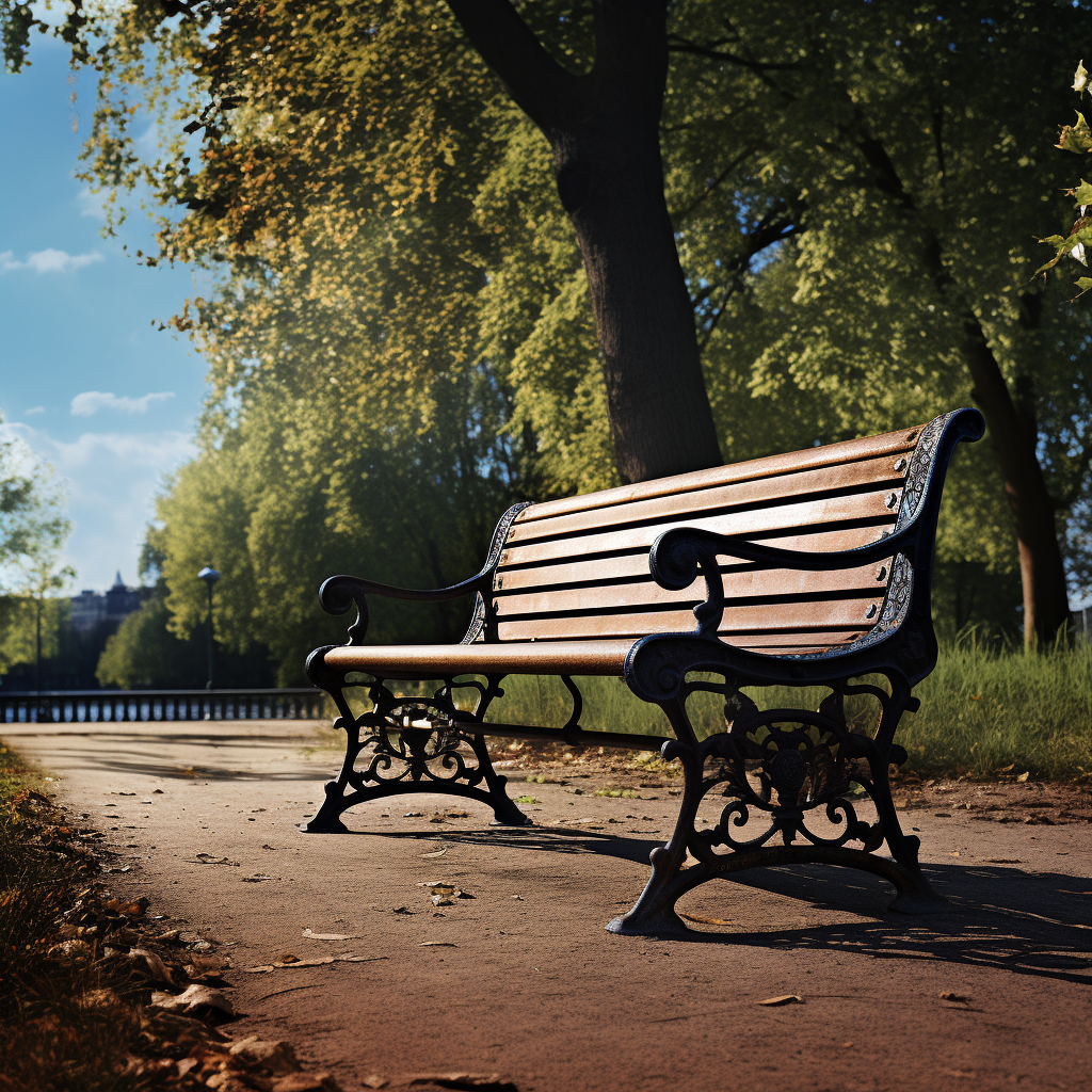 Front view of a park bench