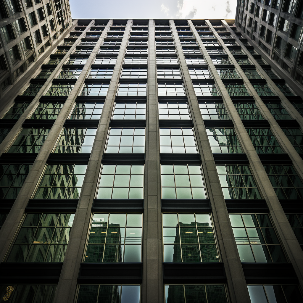 Front view of tall building windows