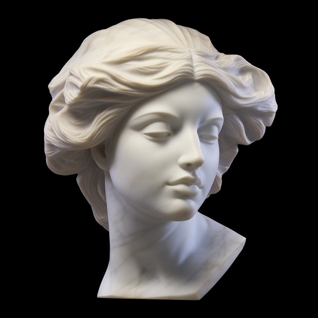 Frontal View Greek Goddess Head Sculpture