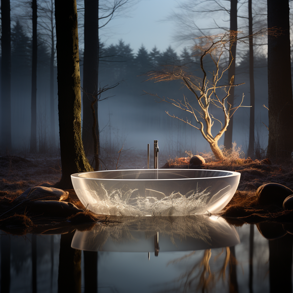 Frosted plastic basin in forest style