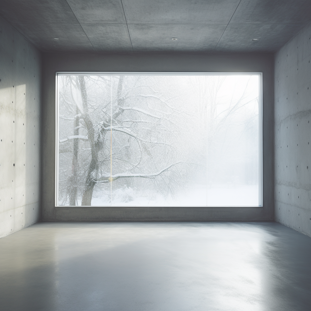 Frosted window in an empty room