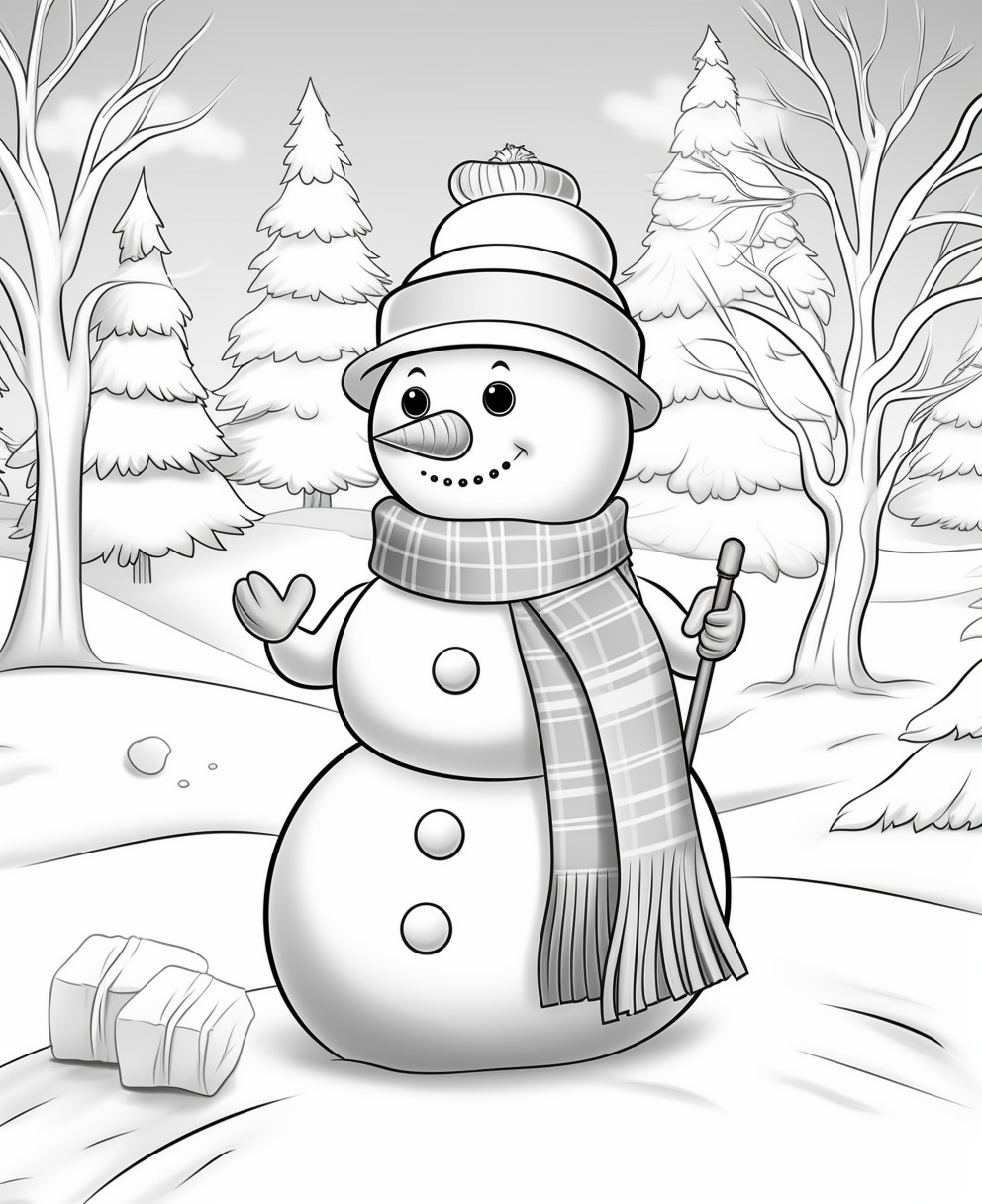 Frosty the Snowman with Scarf and Carrot Nose