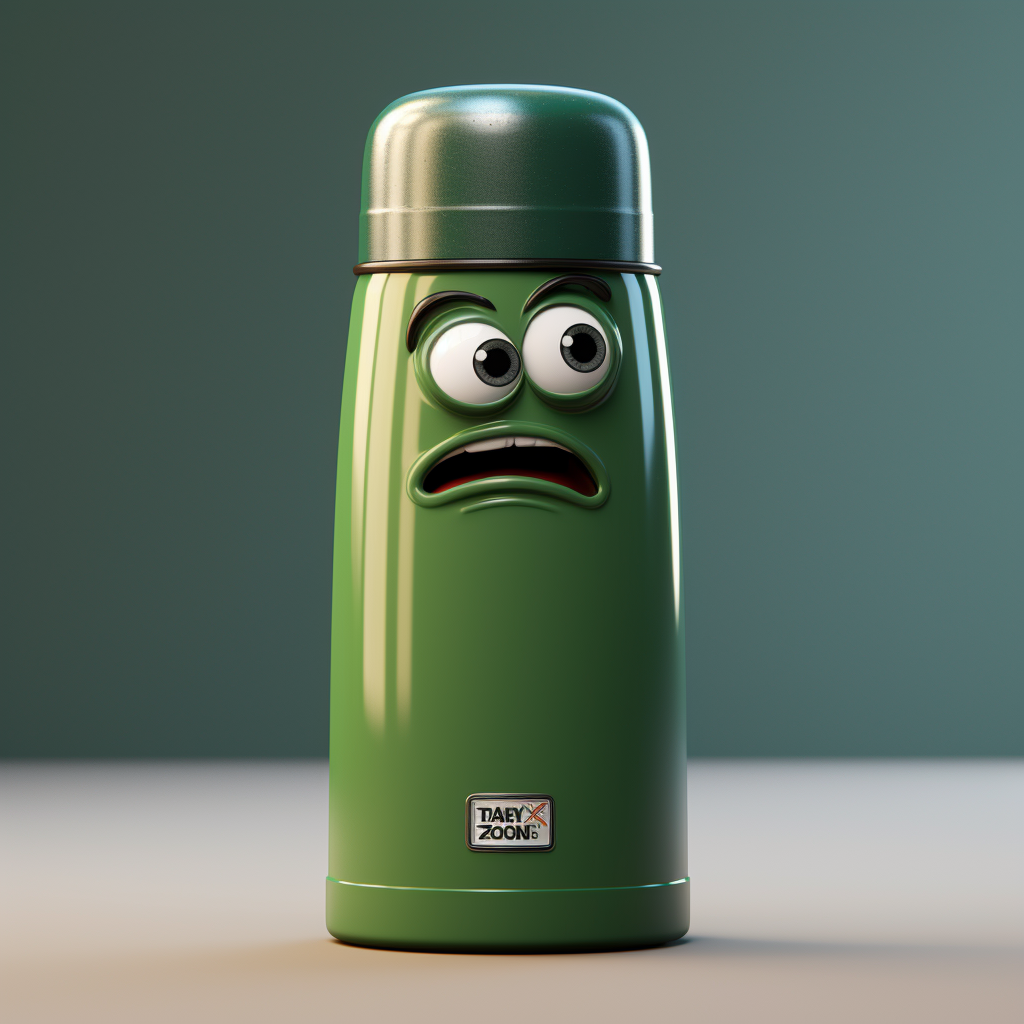 Green Stanley Thermos Frowning Head