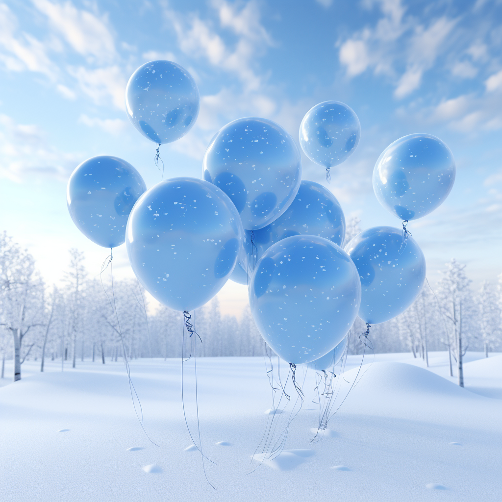 Snowy Frozen Balloons in Blue and White