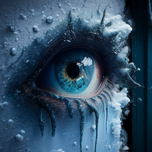 Creepy frozen eyes on the wall