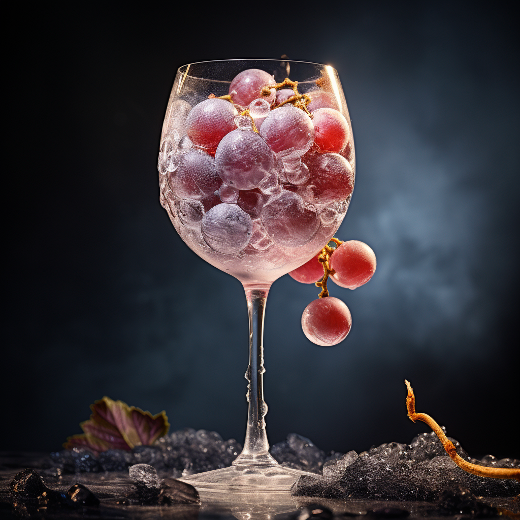 Close-up of Frozen Grapes in Crystal Wine Glass