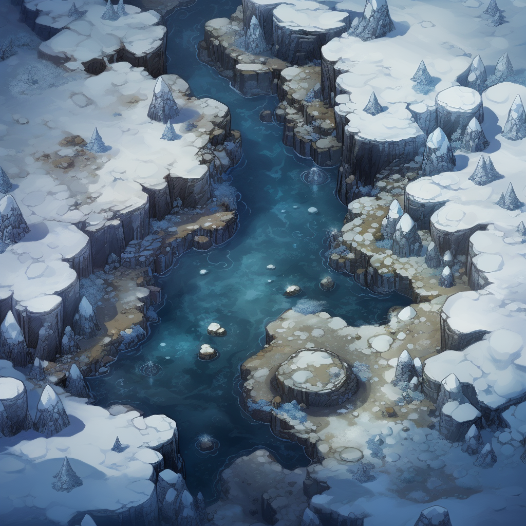 Top-down Frozen North Tundra Battle Map