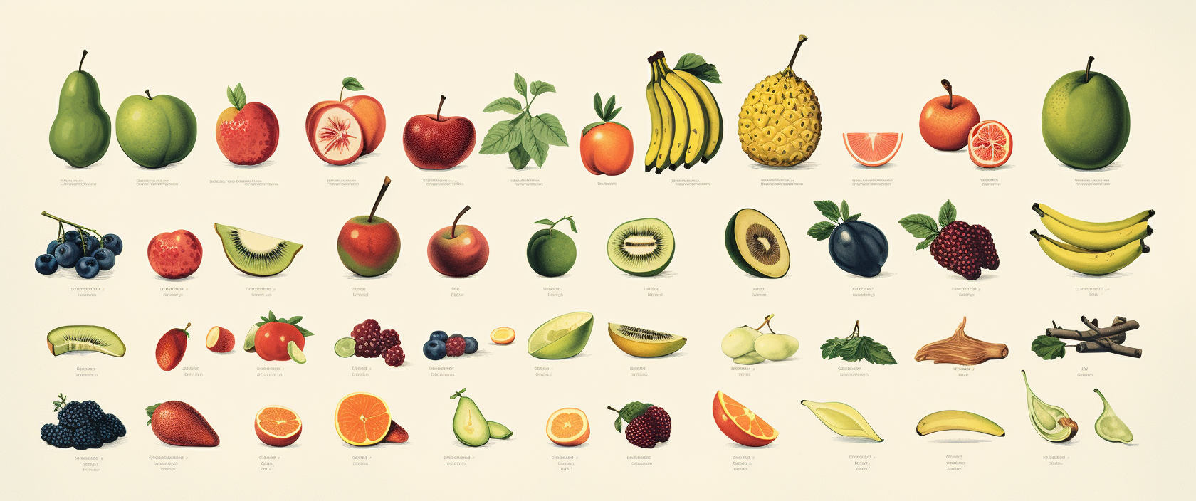 Illustration of various fruits diagram