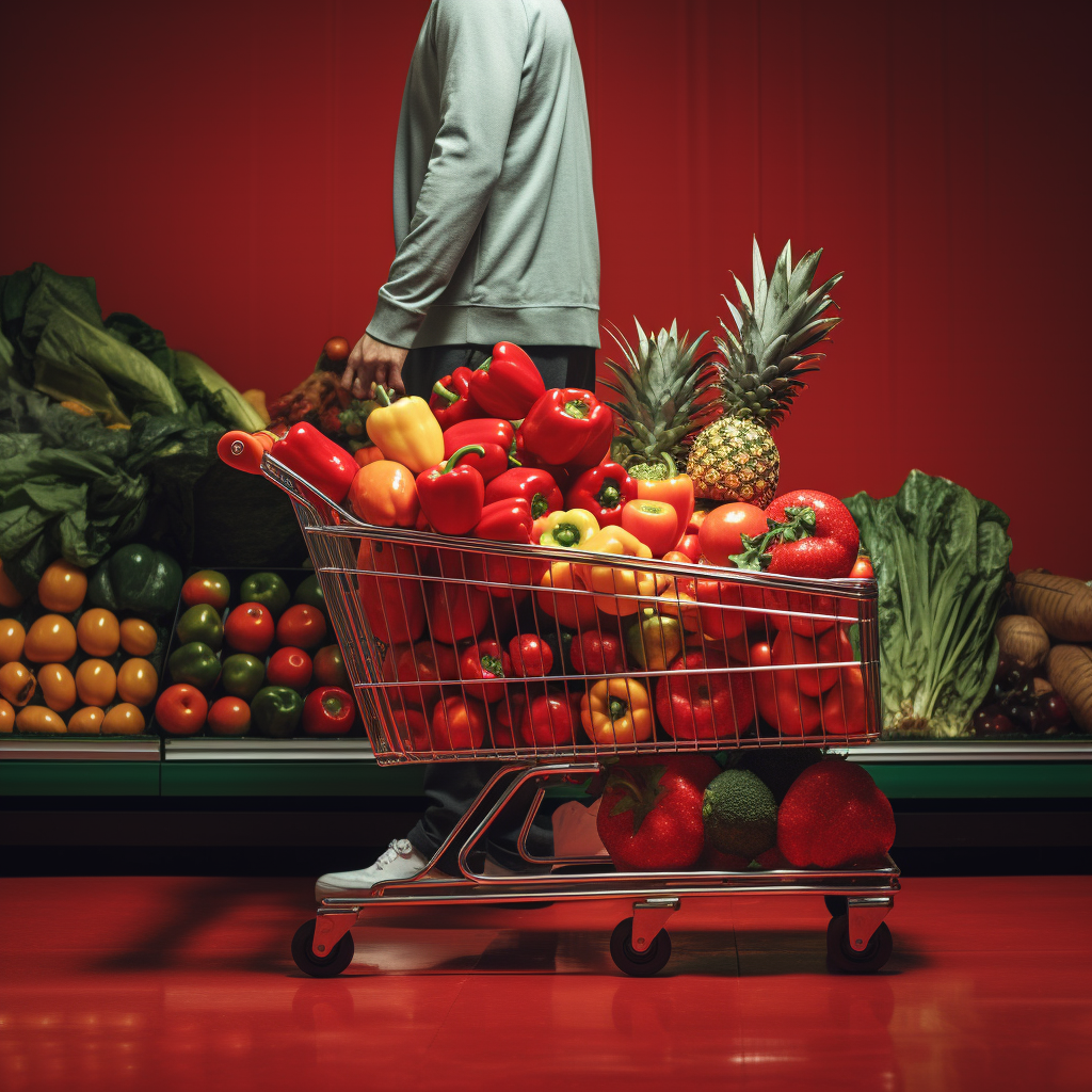 Fruits and vegetables shopping in supermarket