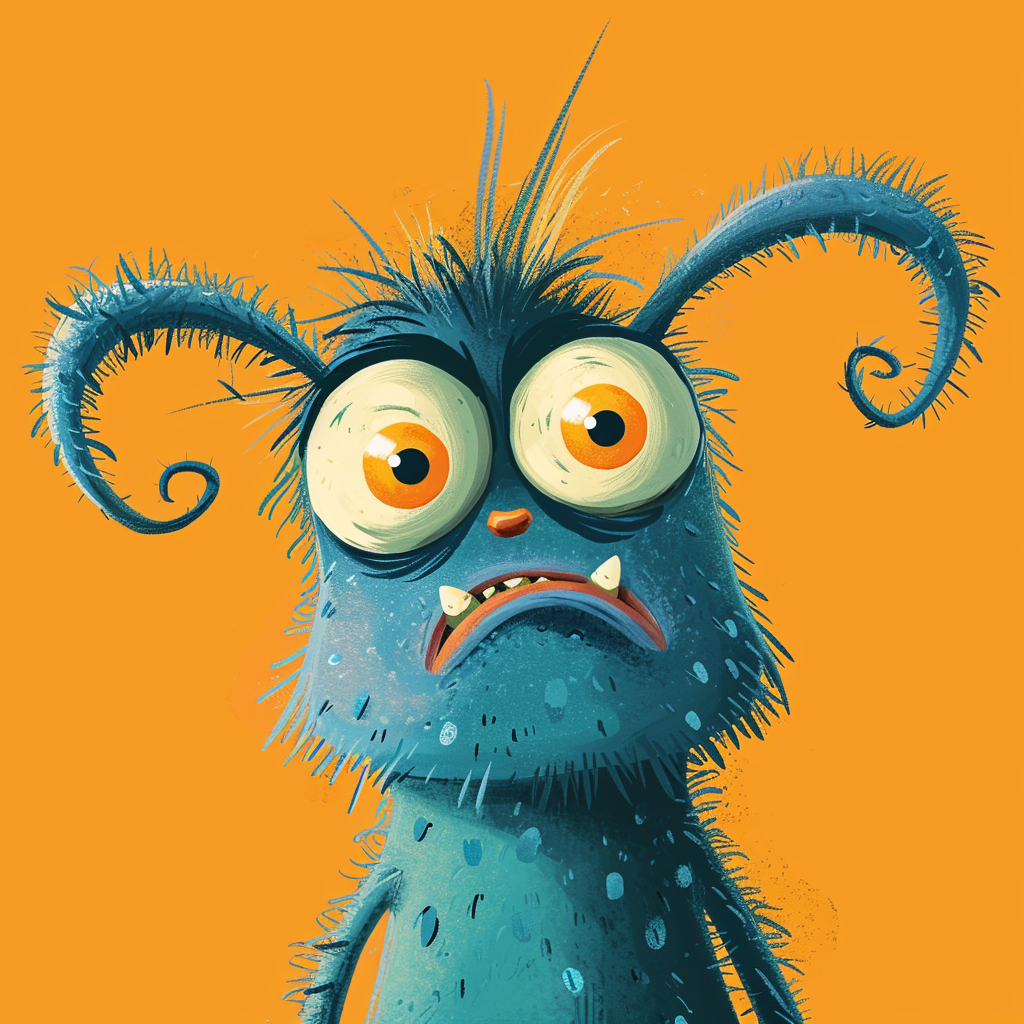 Frustrated creature on kids book cover