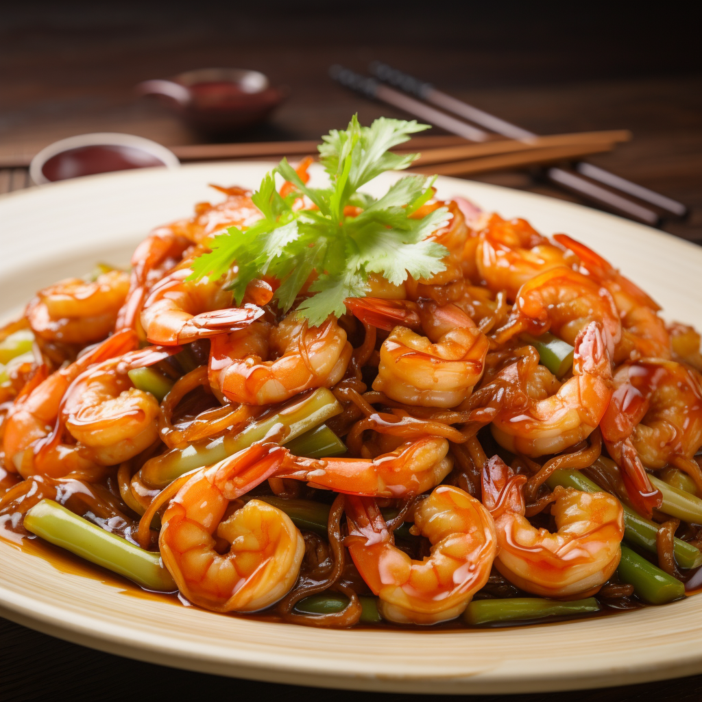 Fry Shrimp with Green Onion