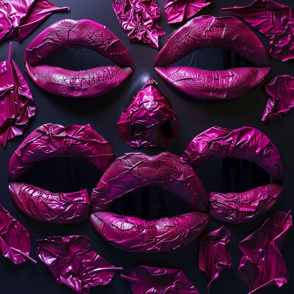 Fuchsia Lips 3D Black Background