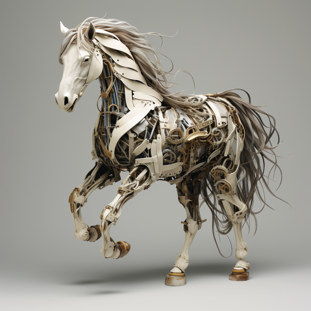 Detailed exploded view of a horse