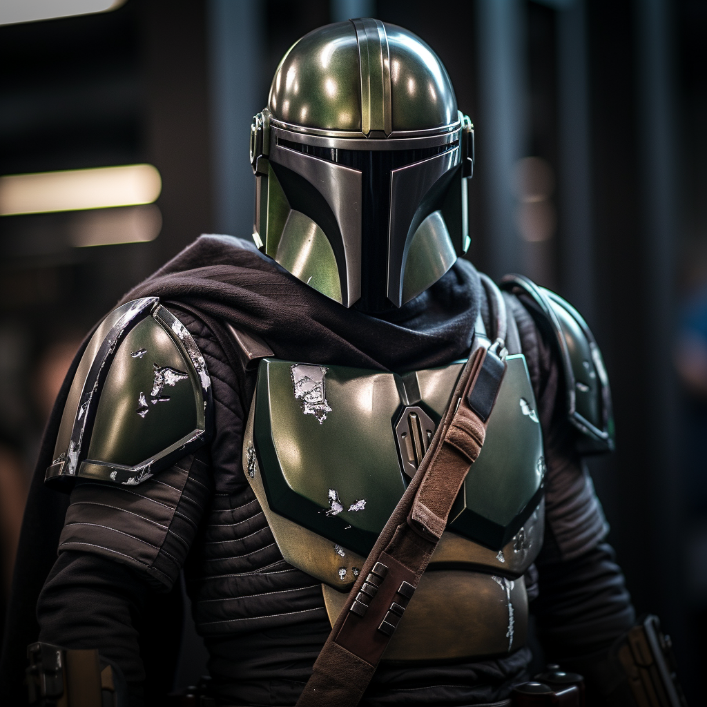 Mandalorian cosplay in full body suit