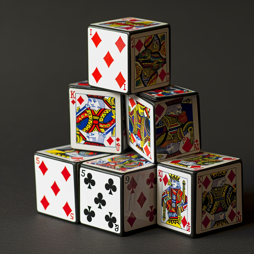 Deck of cards on Rubik's cube