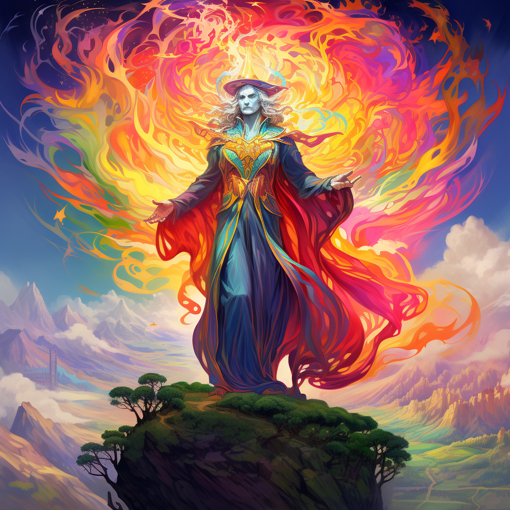 Rainbow mage with vibrant colors