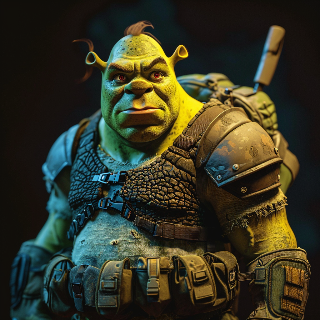 Shrek in Tactical Gear with Menacing Look