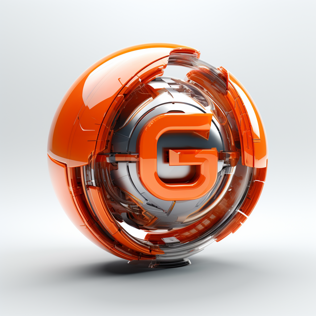 Abstract 3D logo in scarlett orange