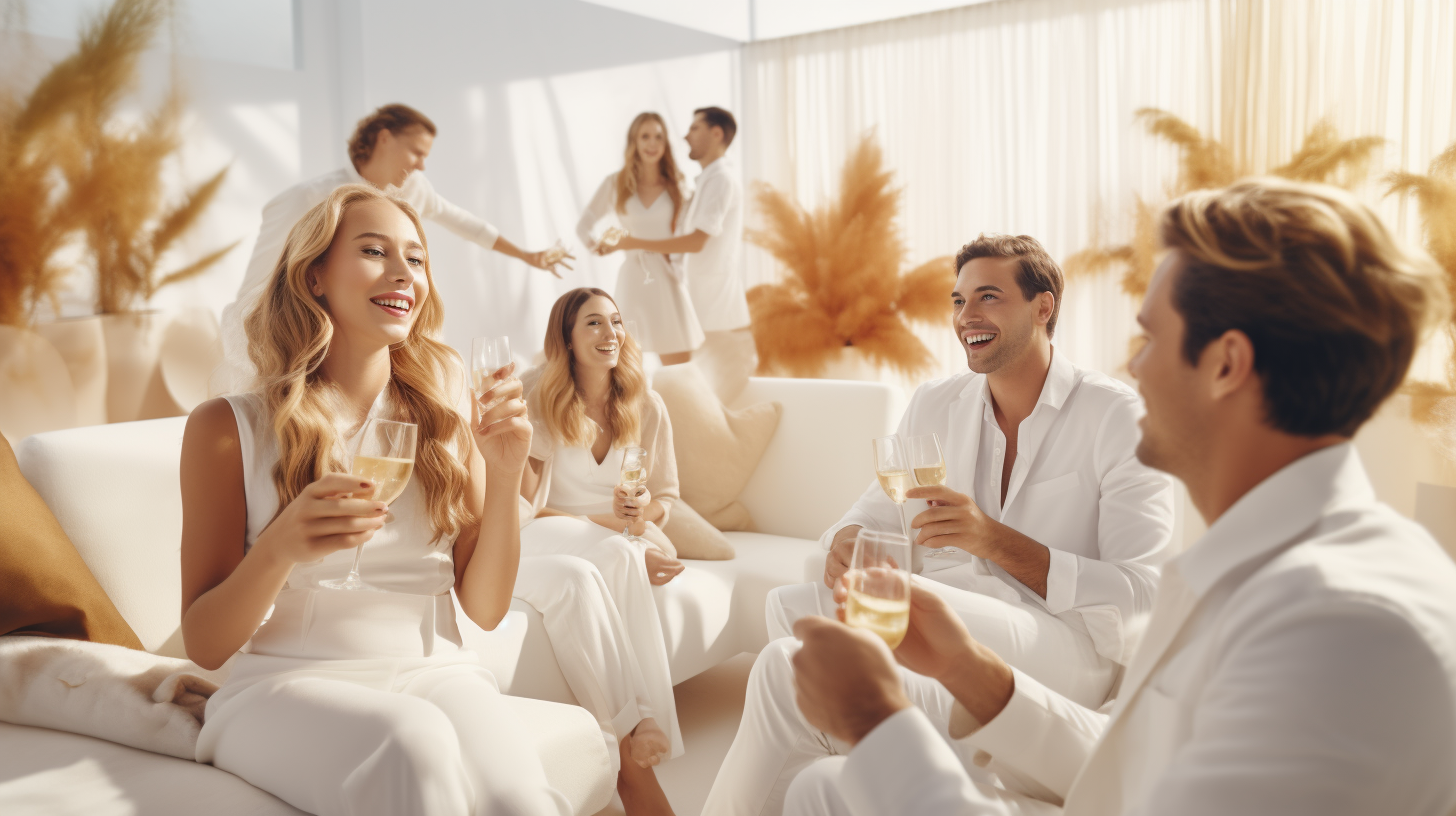 Group of Men and Women Drinking Prosecco and Spritz