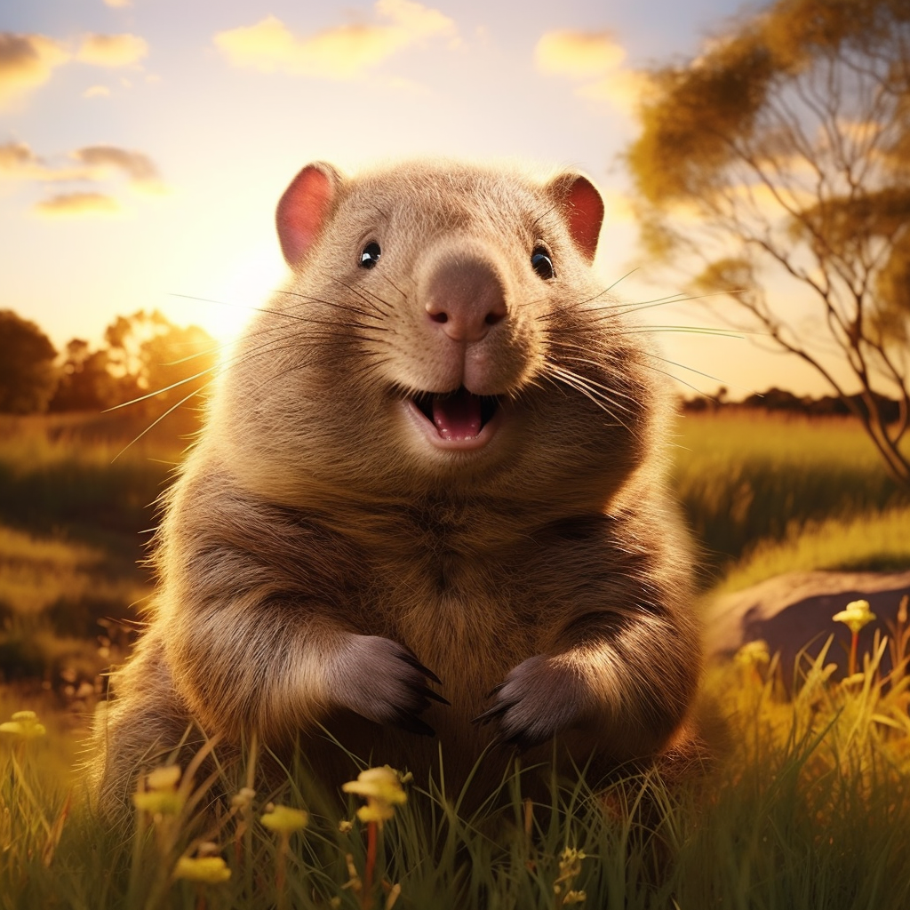 Cute and Happy Wombat Smiling