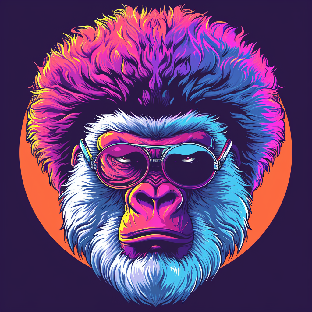 Funky Afro Sorcerer White Gorilla Illustration