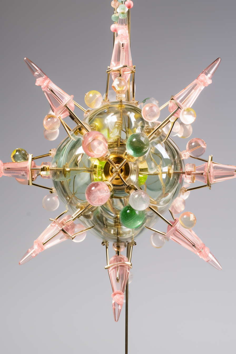 Vibrant crystal topology with pink, light green, and gold stars