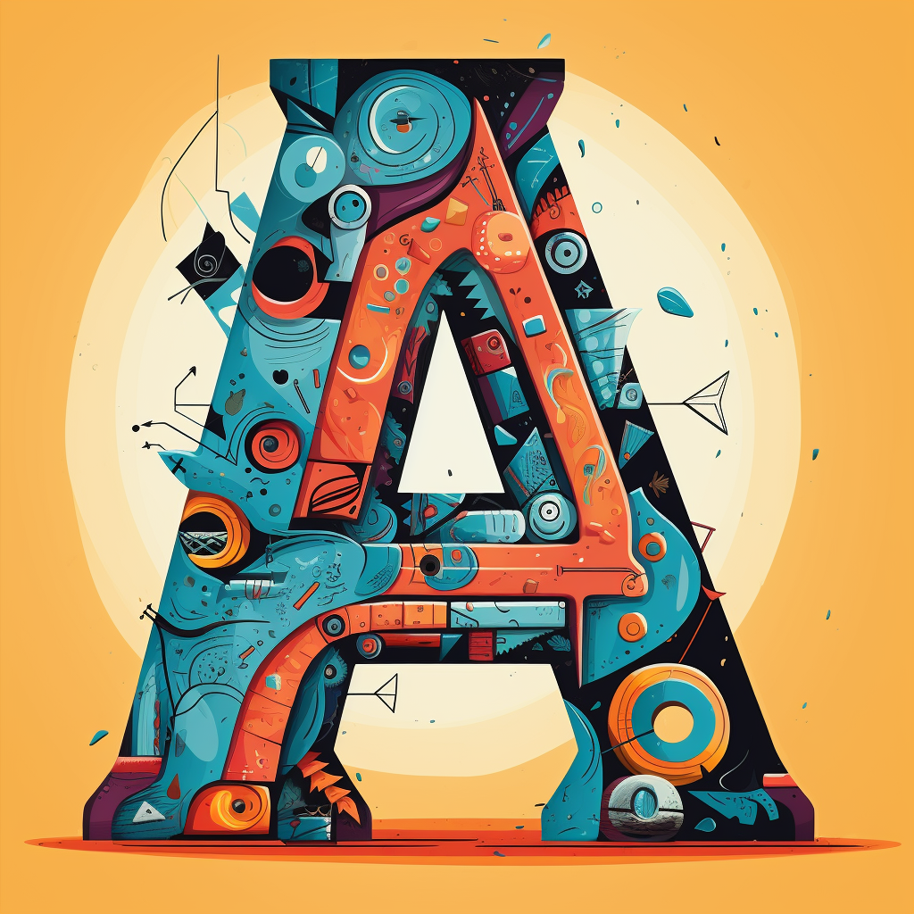 Funky letter A in vibrant colors