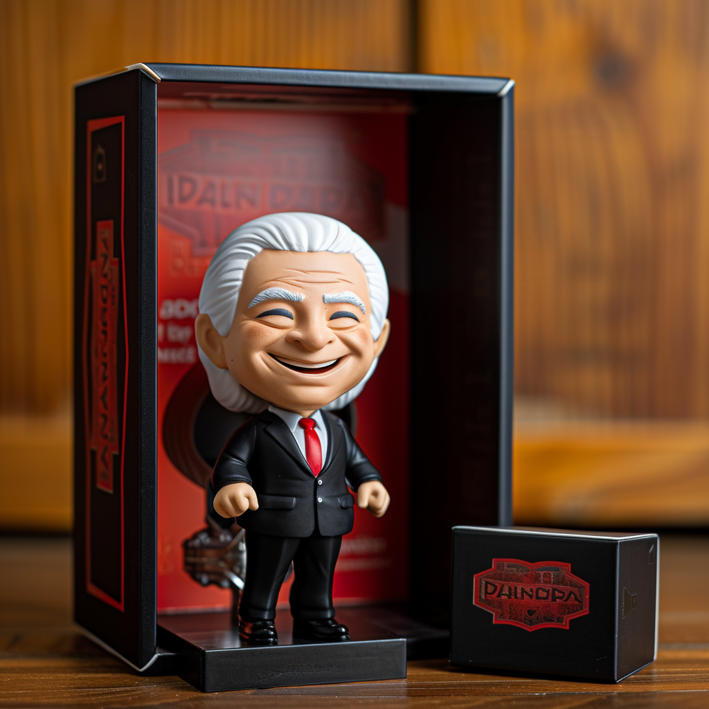 Funko figure of smiling Benjamin Netanyahu in suit