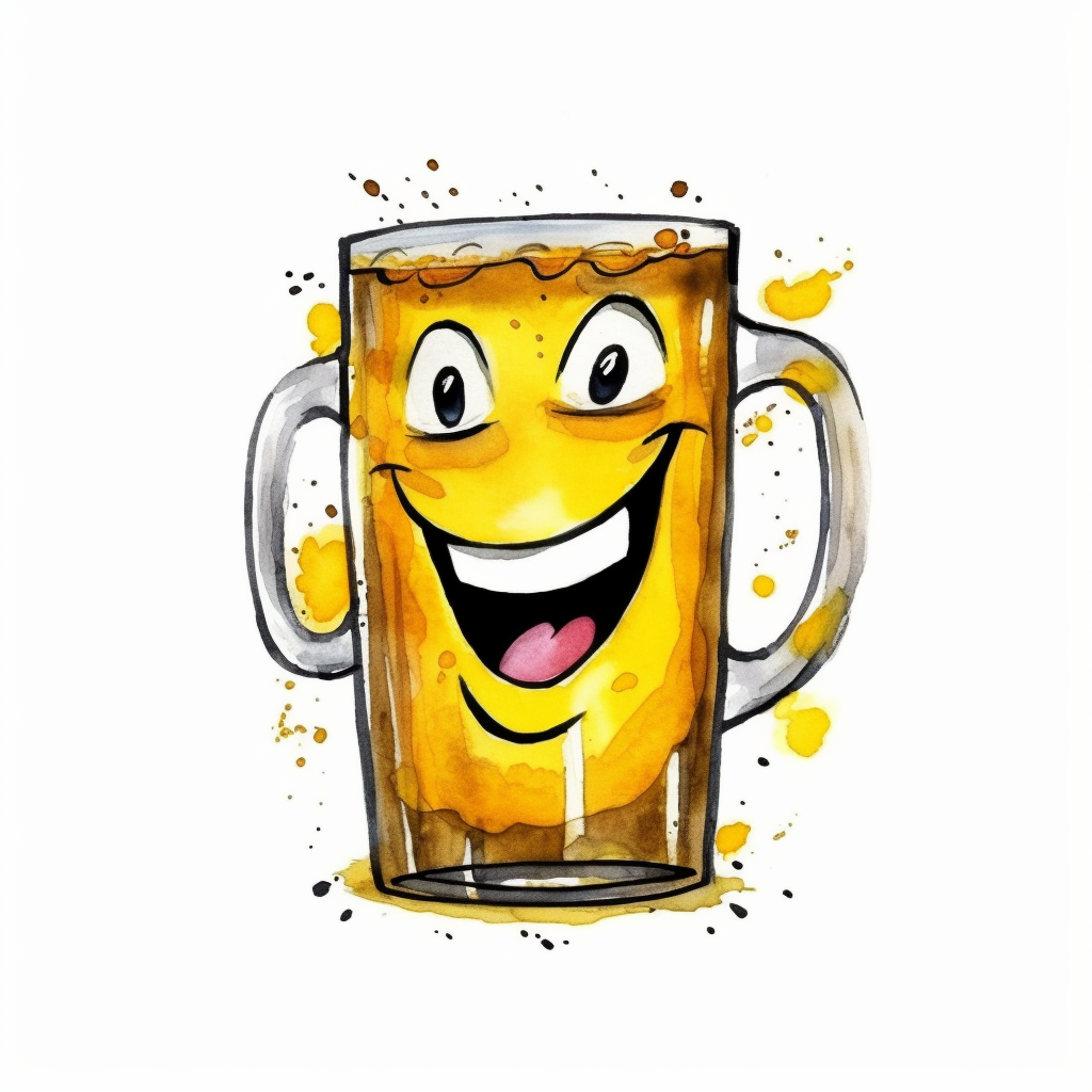 Funny beer smiley shirt illustration on white background