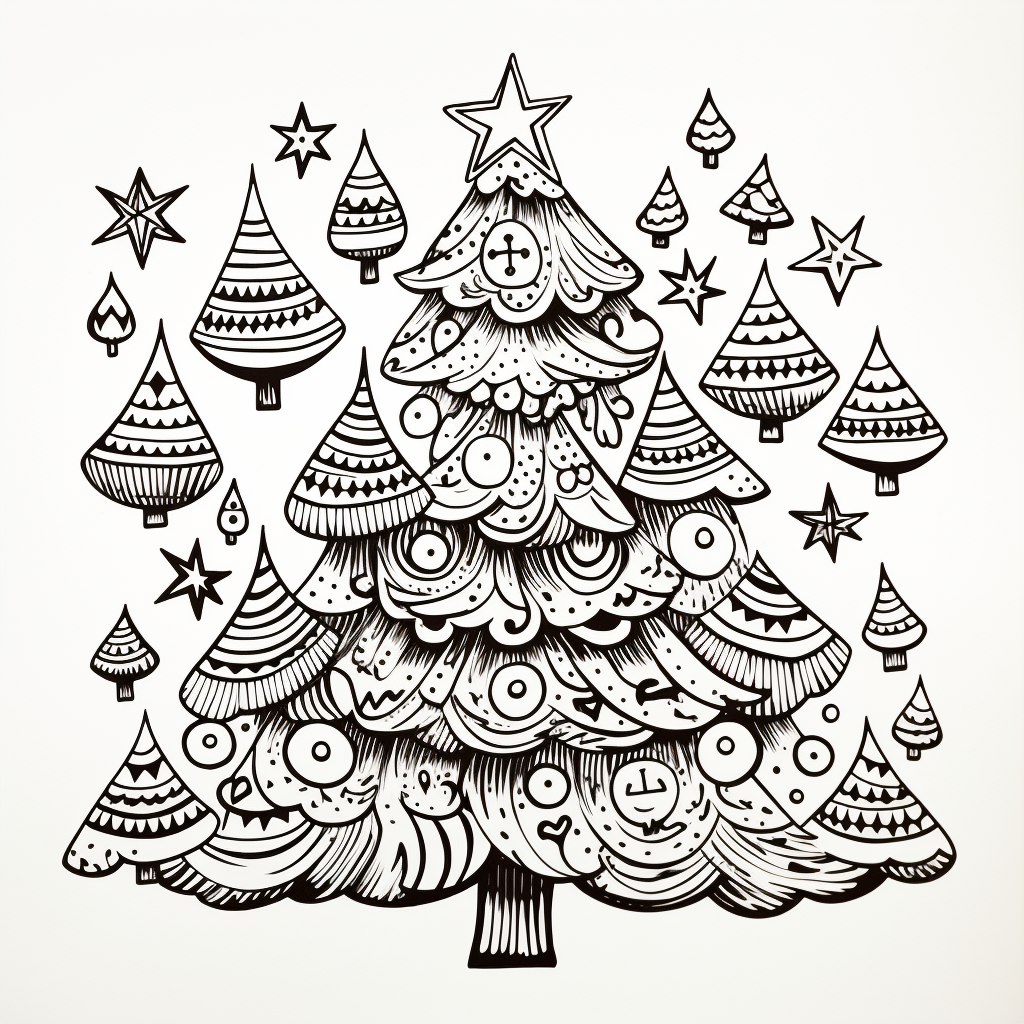 Funny Christmas Tree Coloring Page