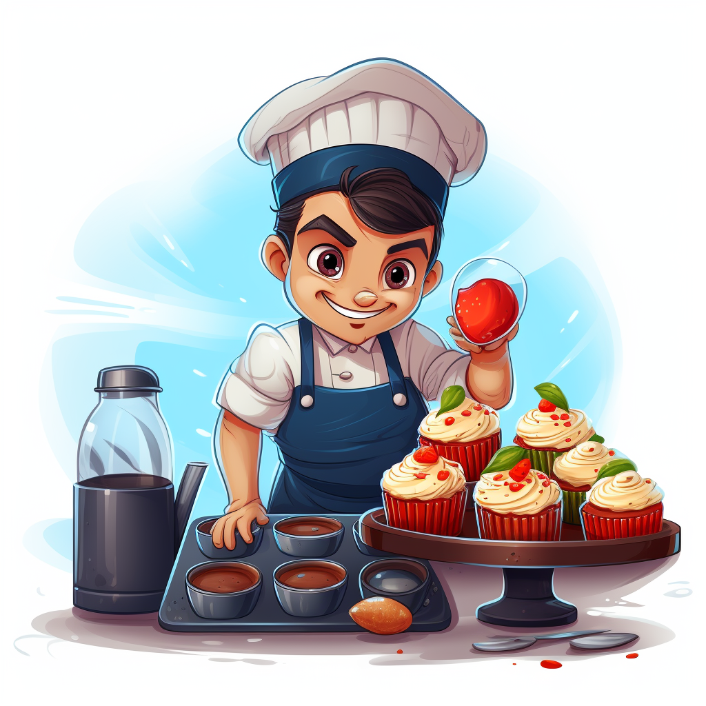 Funny detective baking delicious muffins