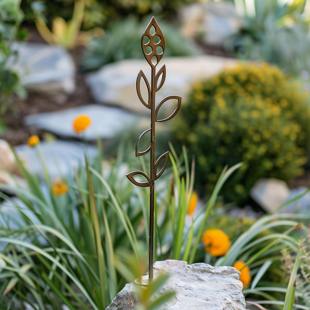 Minimalist metal garden stake design