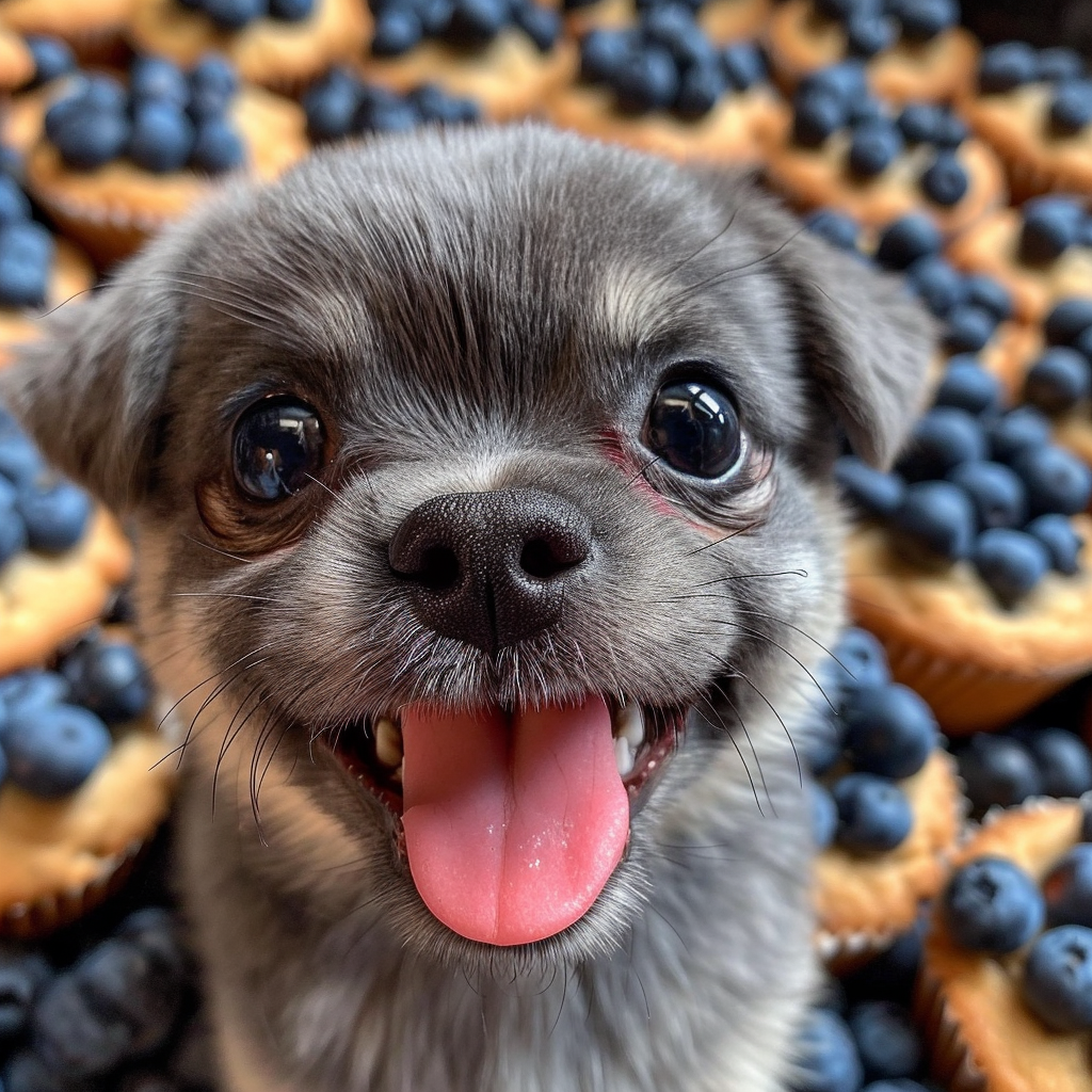 Funny dog resembling a blueberry muffin