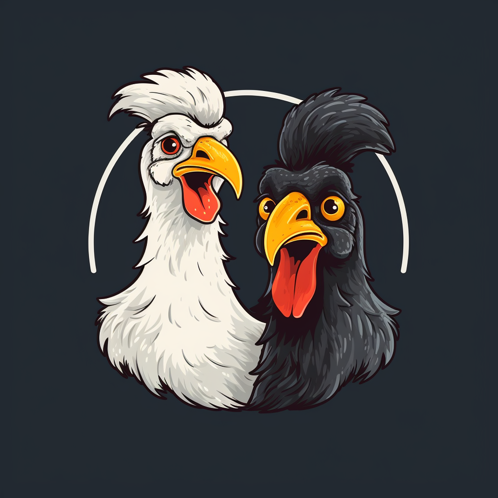 Funny logo with chicken and goat