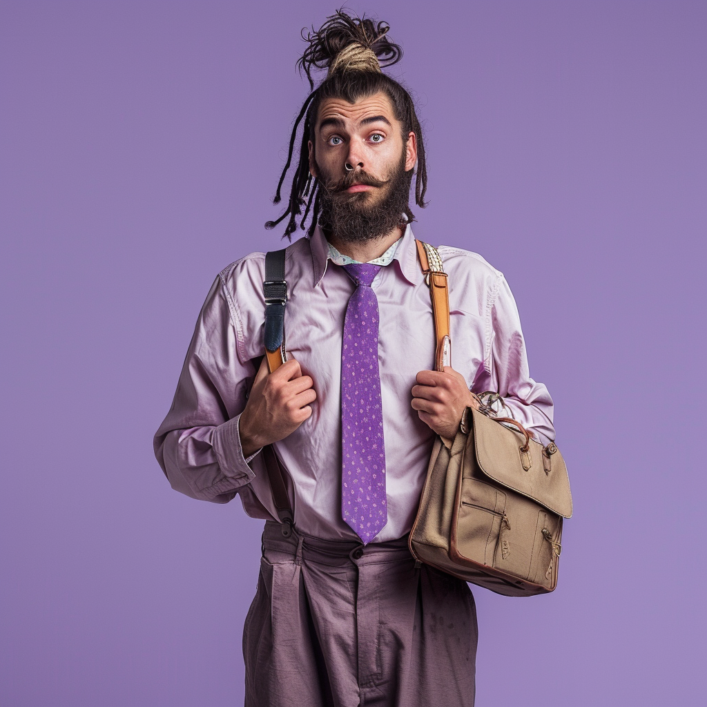 Man with Purse & Man Bun