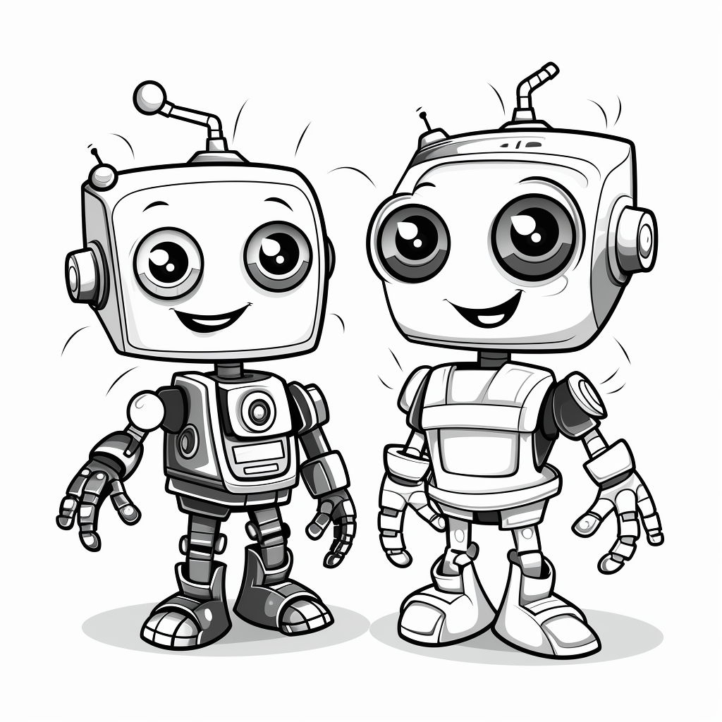 Funny robots coloring page