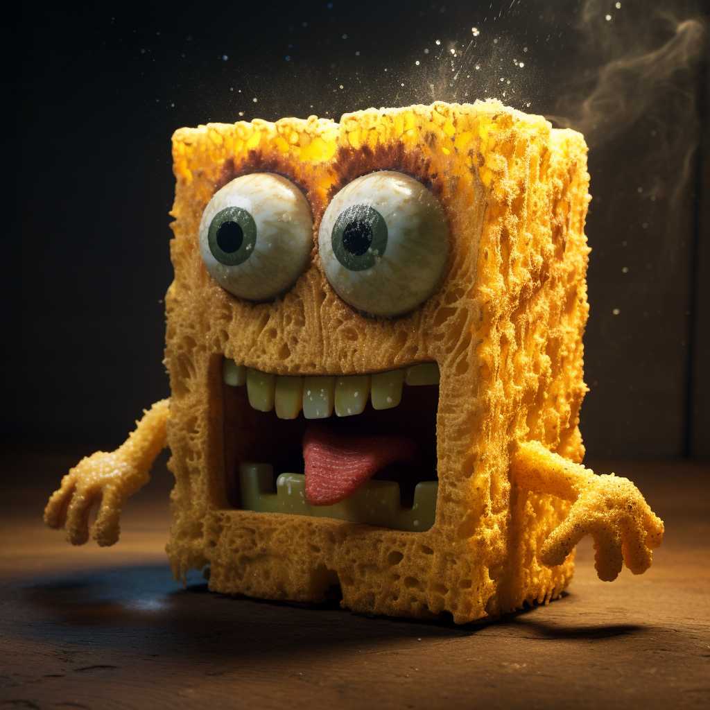 Funny sponge displaying great humor