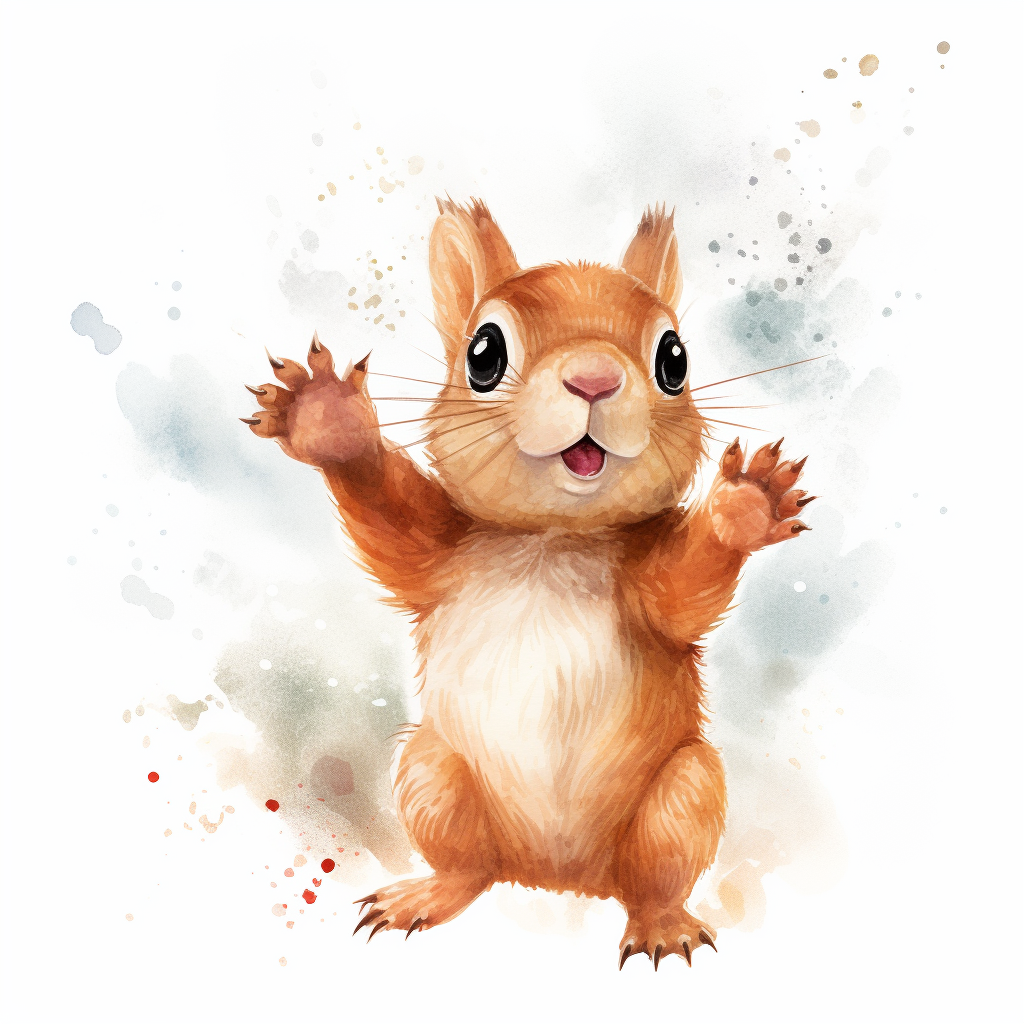 Cute squirrel cartoon reaching for the stars